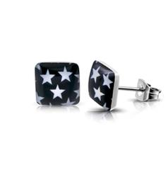 White Stars On Black <br> Medical Grade Surgical Stainless <br> Steel Posts