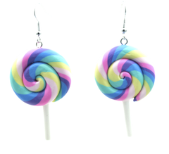 Lollipop Swirl Earrings <br> Safe For Sensitive Ears <br> Hypoallergenic <br> Nickel & Lead Free 